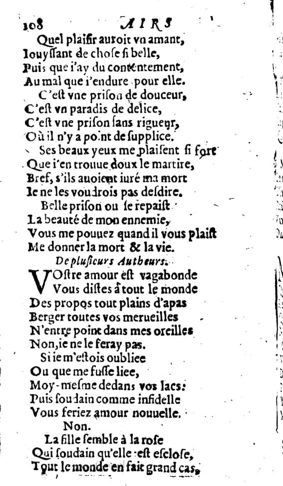 1606 - Théodore Reinsart - Trésor des chansons amoureuses recueillies des plus excellents airs de cour - Livre I - NK ČR Prague 1606 - Théodore Reinsart - Trésor des chansons amoureuses recueillies des plus excellents airs de cour - Livre I - NK ČR Prague
