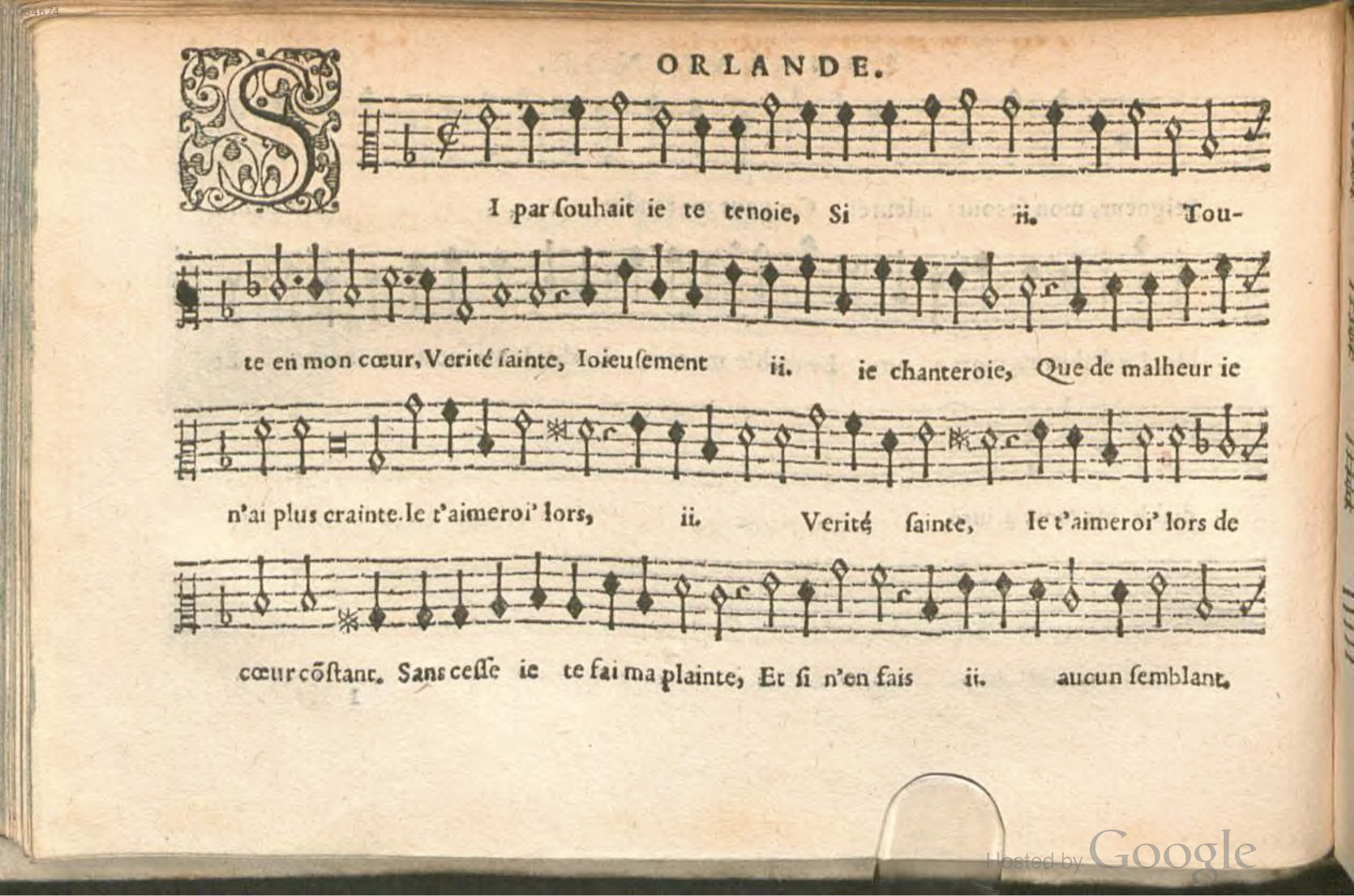 1576 - [Pierre de Saint-André] - Trésor de musique d’Orlande de Lassus Contratenor - BSB Munich