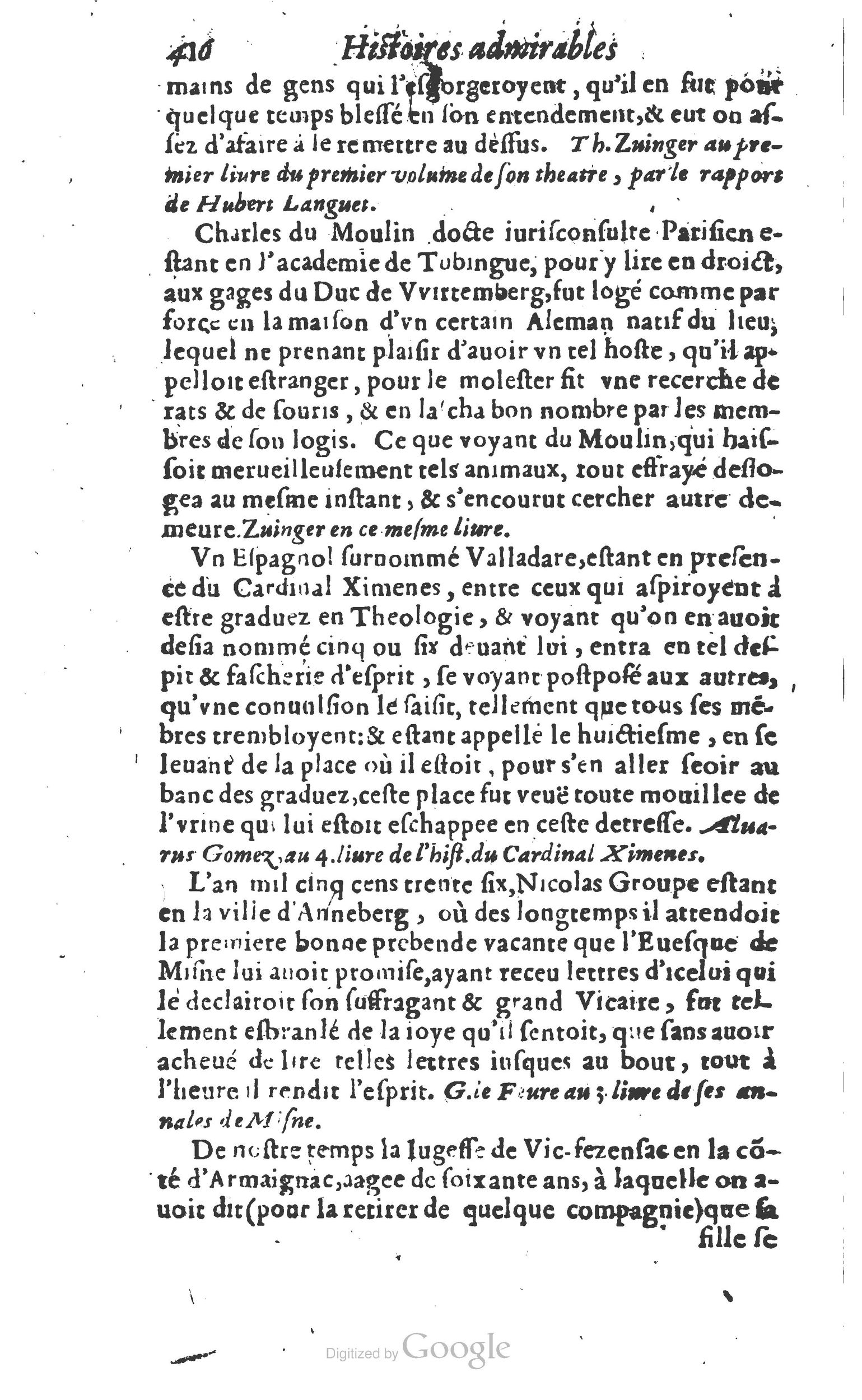 1610 - Paul Marceau - Trésor d’histoires admirables et mémorables - Princeton