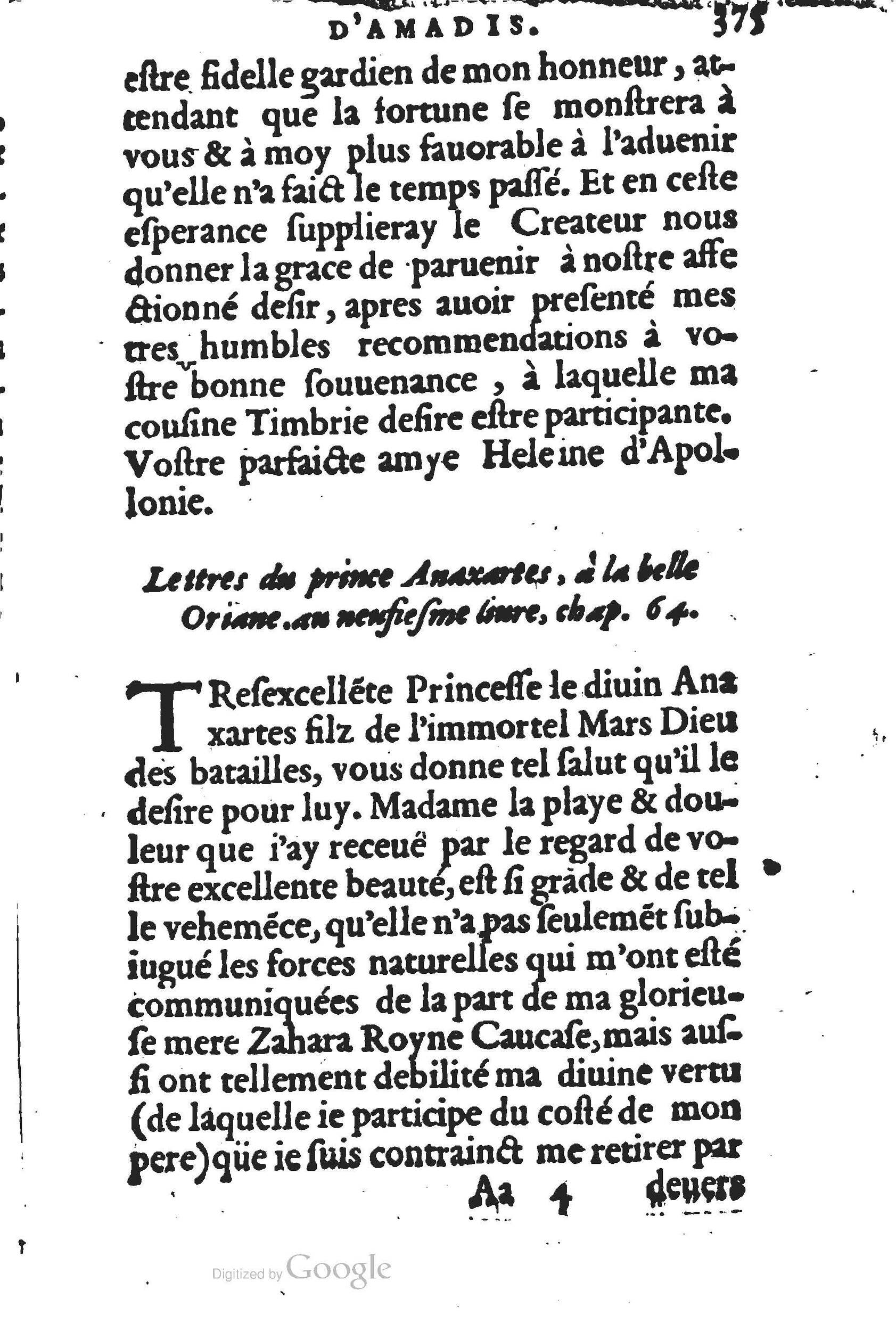 1560 - Jean d’Ogerolles et Gabriel Cotier Lyon - Trésor des Amadis - BSB Munich
