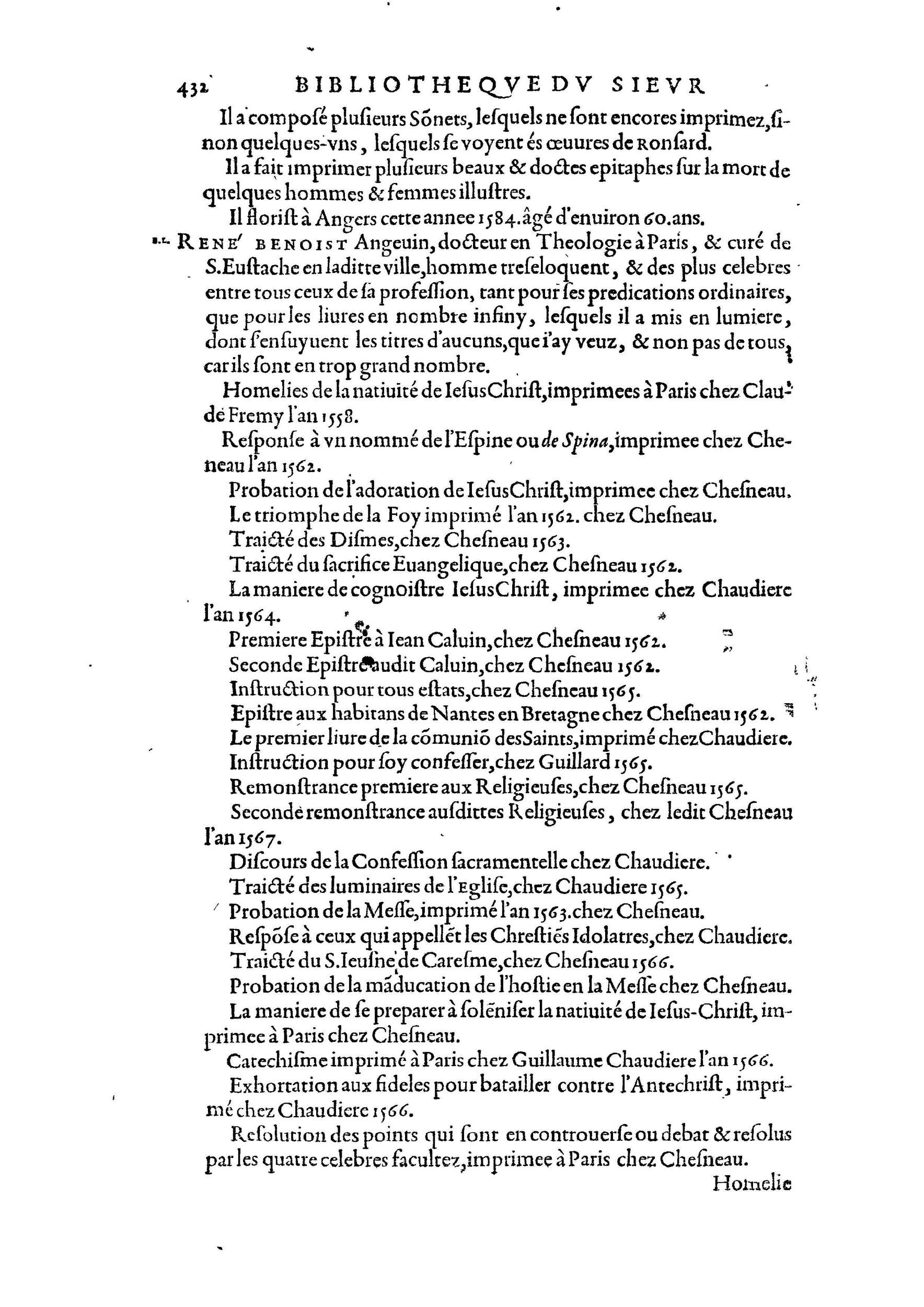 1584 - Abel L&#039;Angelier - Bibliothèques françaises - BnF