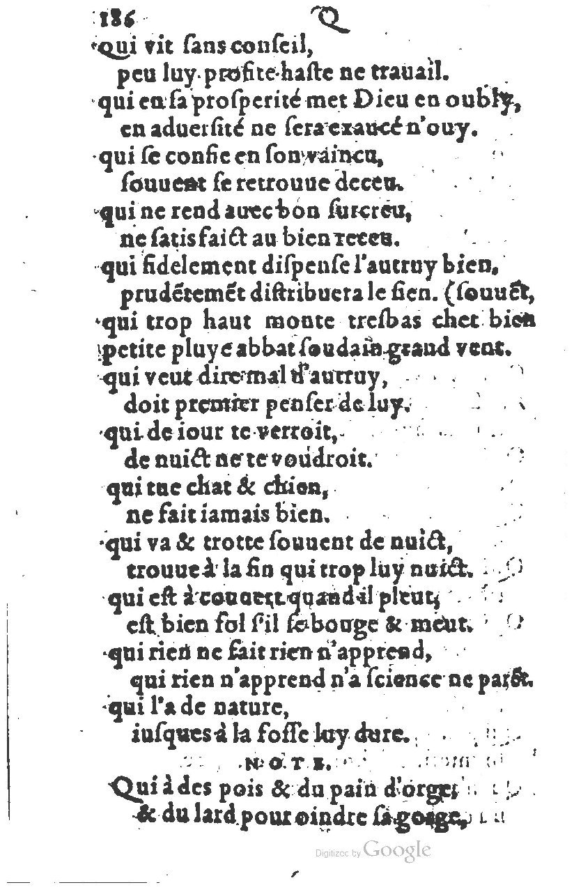1581 - Nicolas Bonfons  - Trésor des sentences dorées - Princeton
