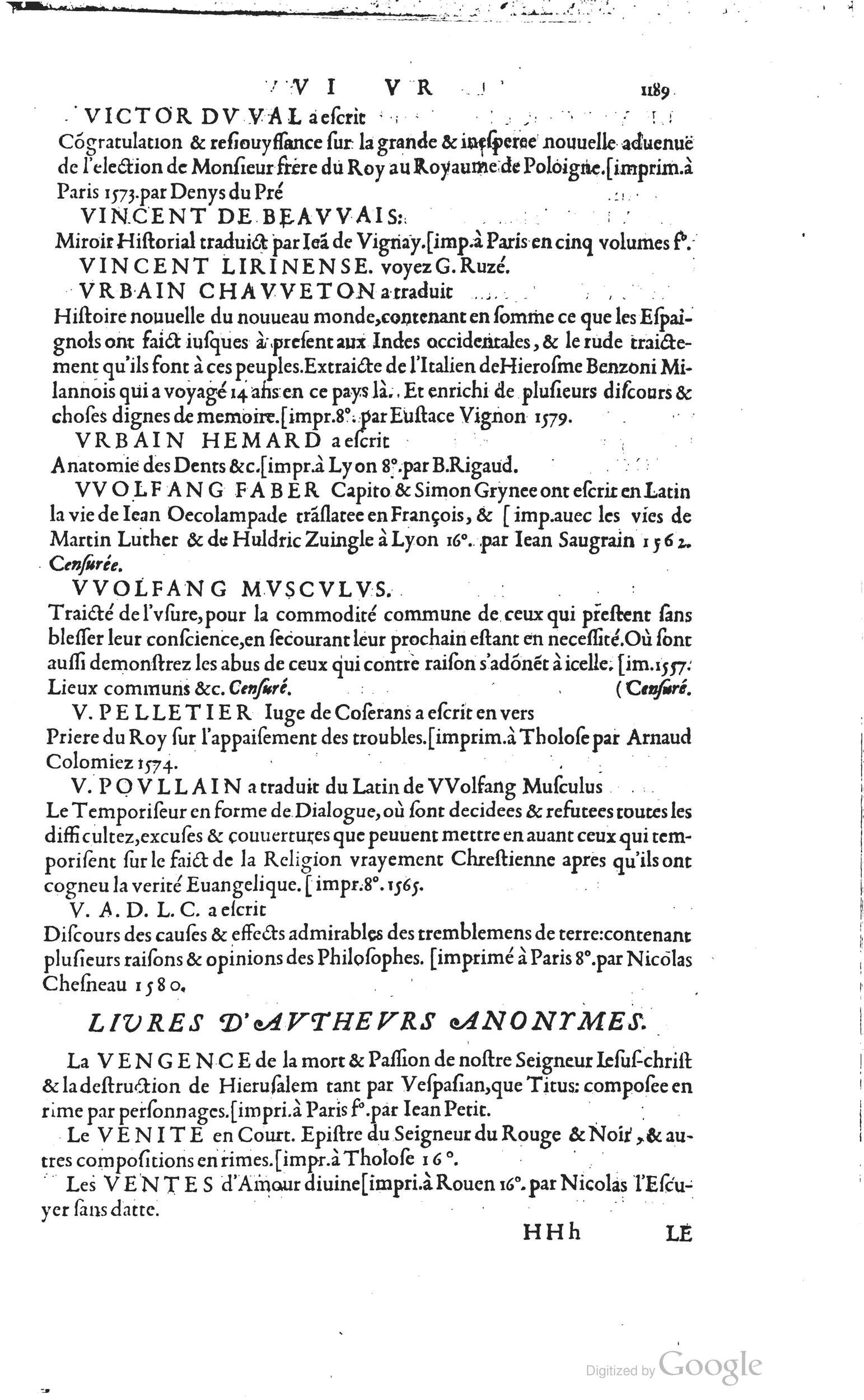 1585 - Barthélemy Honorat - Bibliothèques françaises - BSB Munich