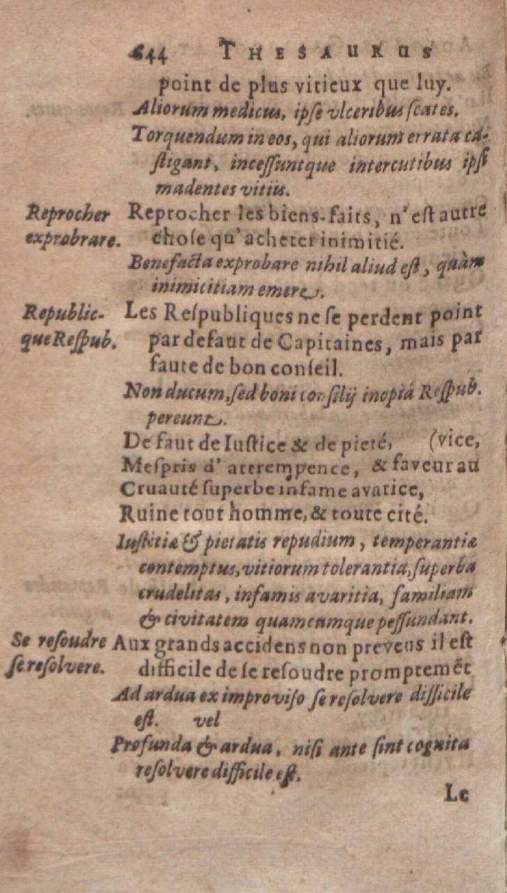 1612 - Dominicus Custos - Trésor des proverbes français - Bibliopol-Olomuc 1612 - Dominicus Custos - Trésor des proverbes français - Bibliopol-Olomuc