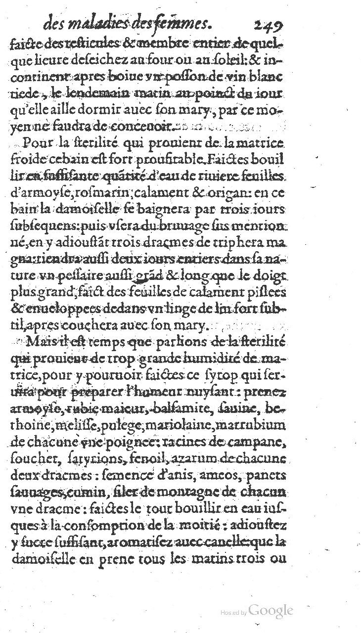 1585 - Jacques du Puis - Trésor des remèdes secrets pour les maladies des femmes - BnF