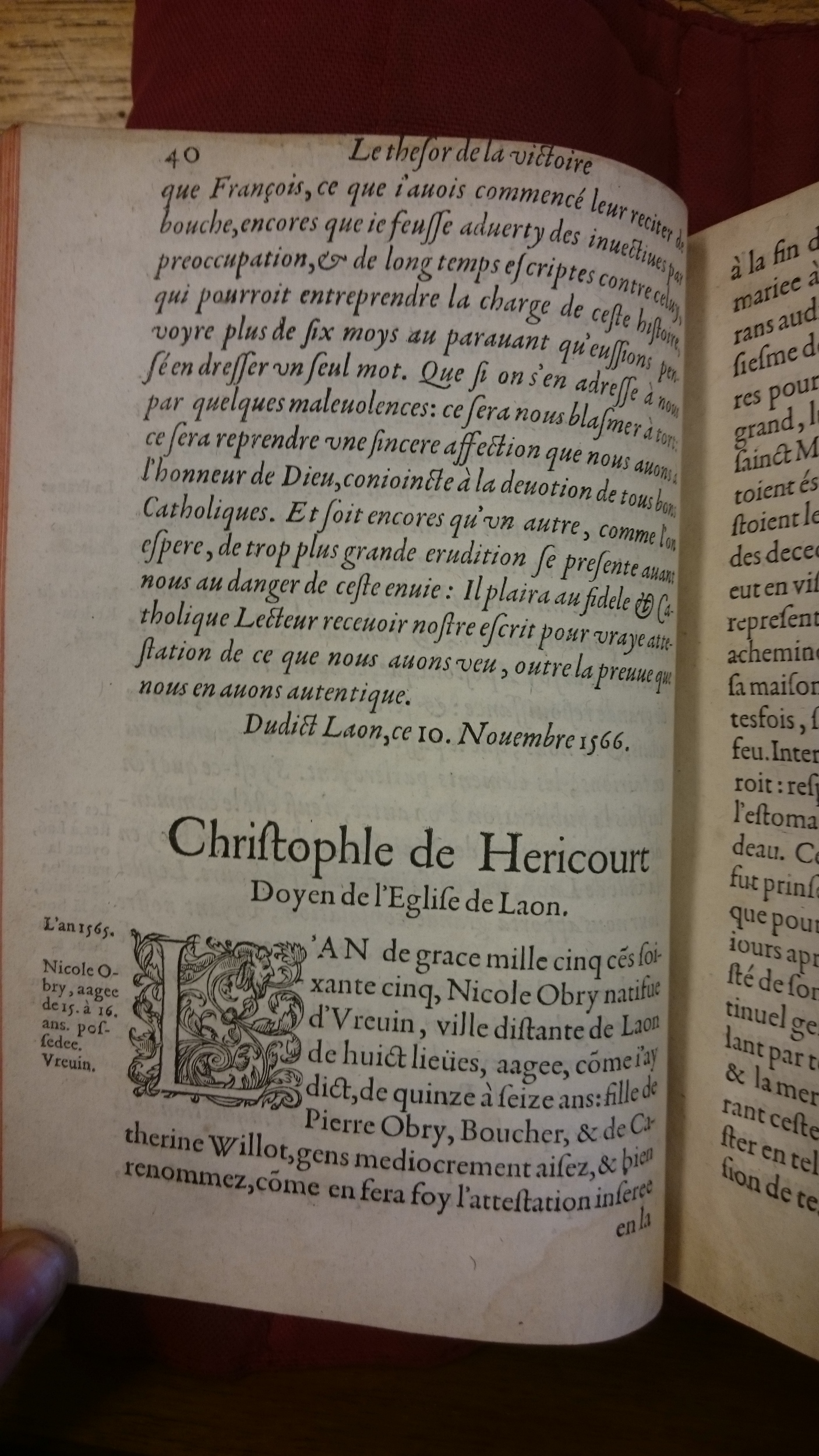 1578 - Nicolas Chesneau - Trésor et entière histoire de la triomphante victoire du corps de Dieu sur l’esprit malin - BM Lyon