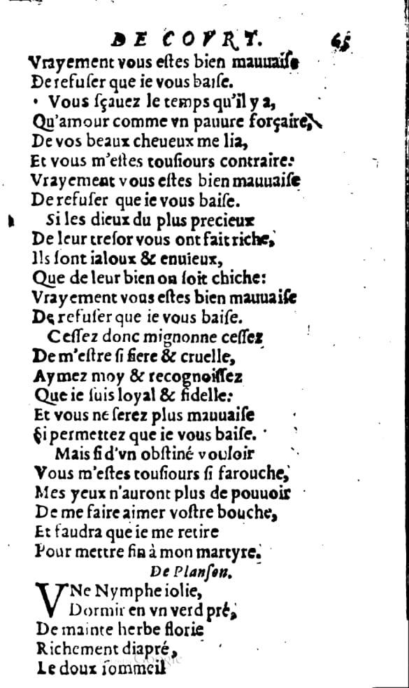 1606 - Théodore Reinsart - Trésor des chansons amoureuses recueillies des plus excellents airs de cour - Livre I - NK ČR Prague