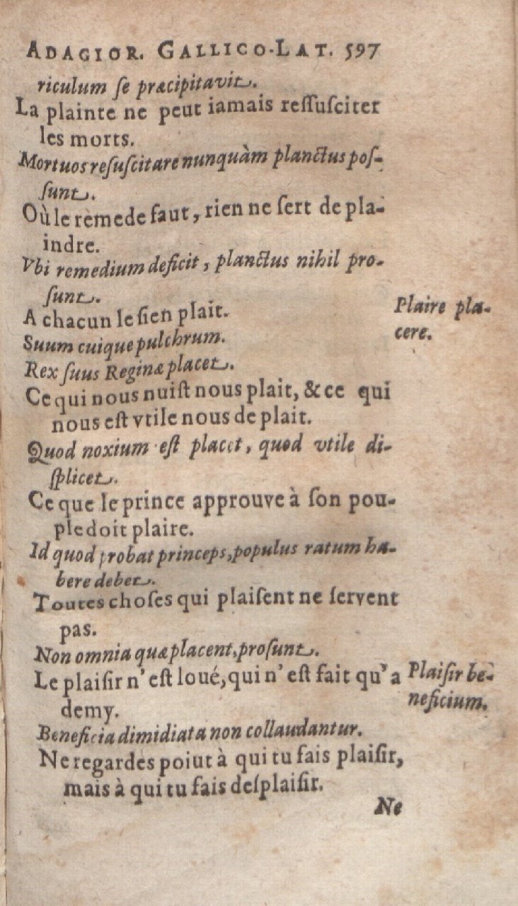 1612 - Dominicus Custos - Trésor des proverbes français  - Bibliopol-Olomuc