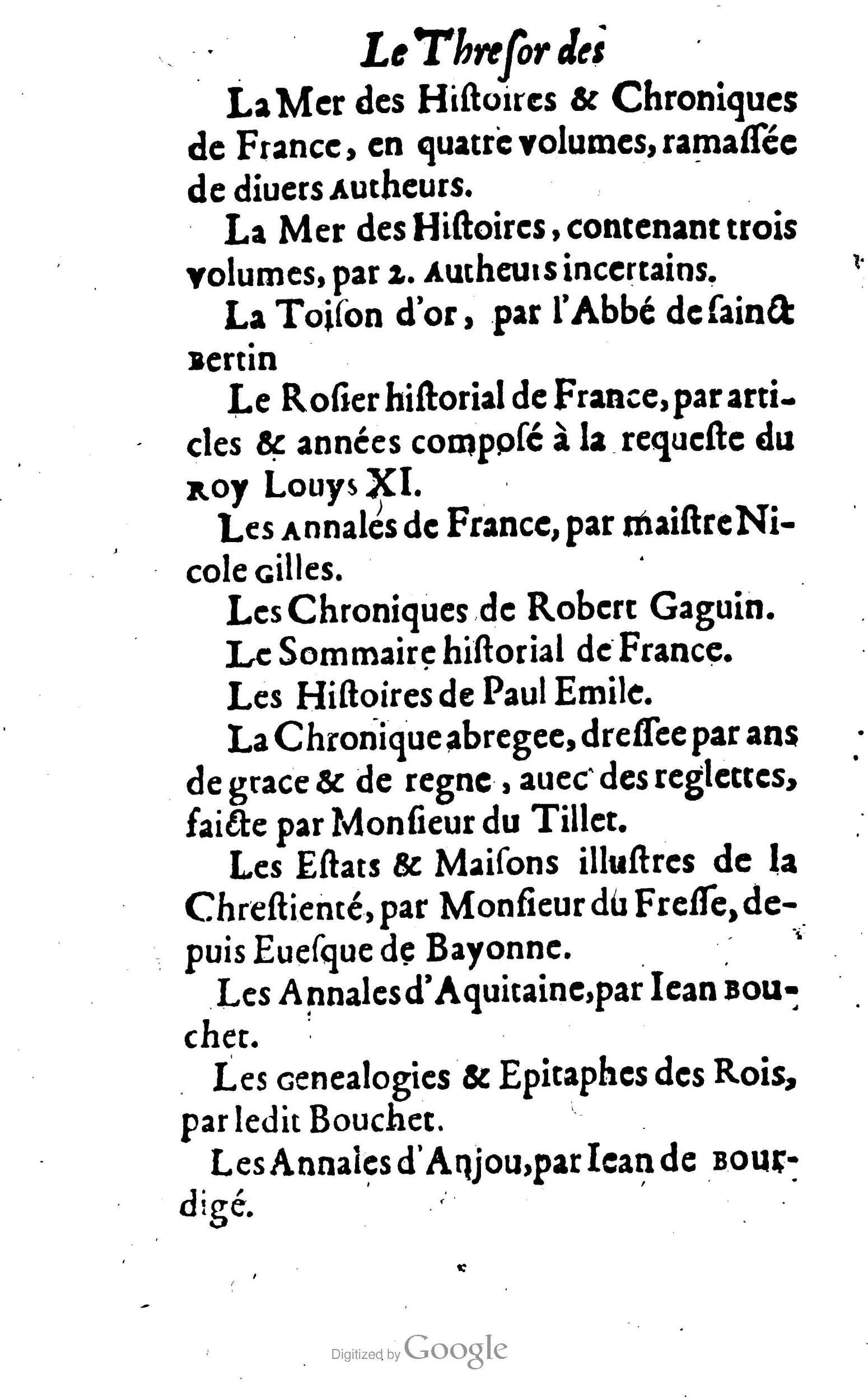 1638 - Jean Corrozet - Trésor des histoires de France - BM Lyon