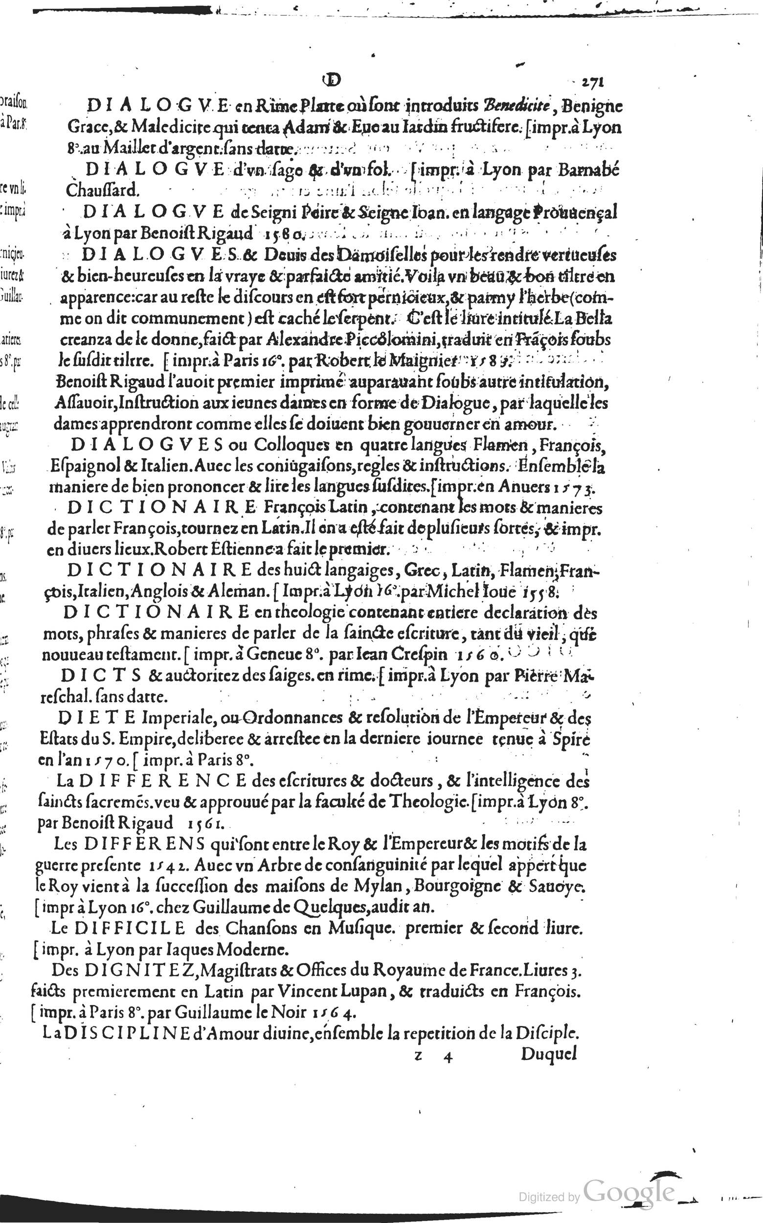 1585 - Barthélemy Honorat - Bibliothèques françaises - BSB Munich