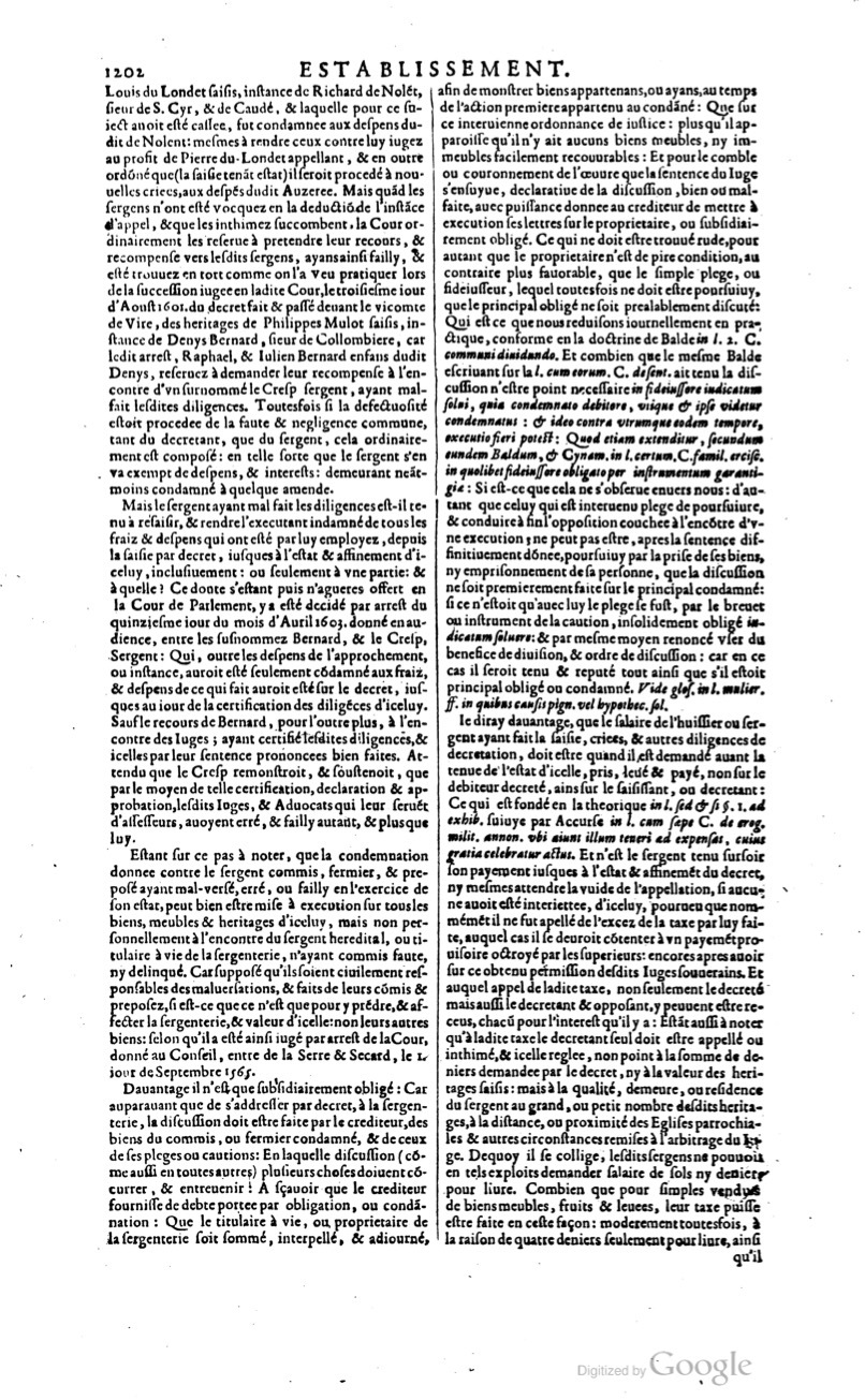 1629 - Veuve Nicolas Buon - Trésor du droit français (29620 T. 1) - BM Lyon