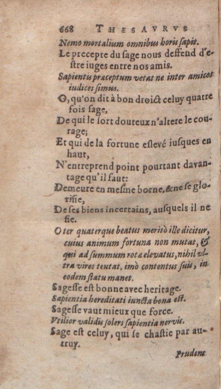 1612 - Dominicus Custos - Trésor des proverbes français  - Bibliopol-Olomuc