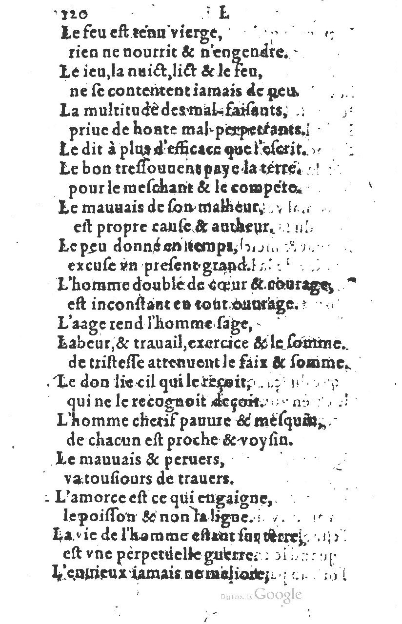 1581 - Nicolas Bonfons  - Trésor des sentences dorées - Princeton