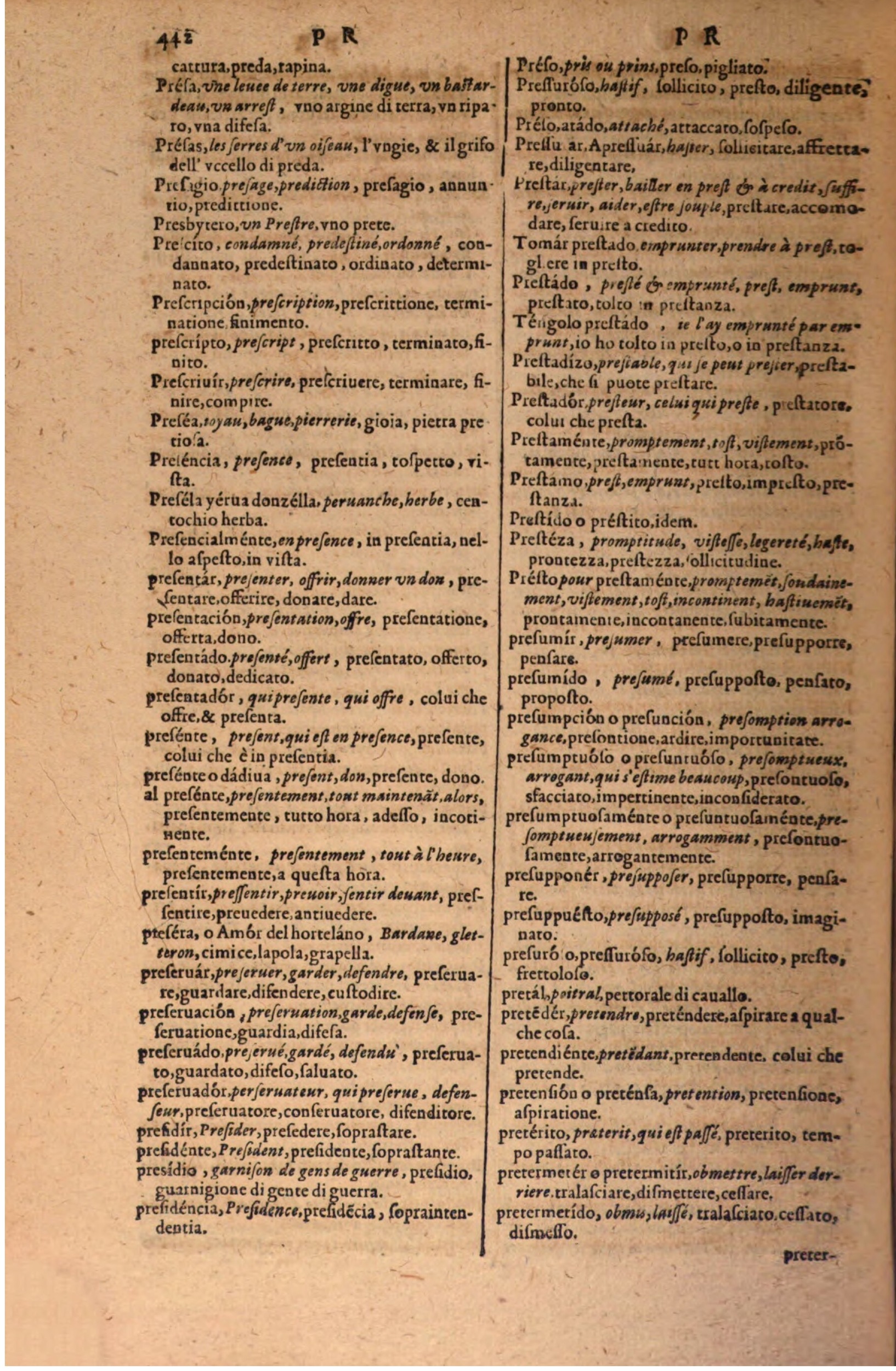 1606 - Samuel Crespin - Thresor des trois langues, francoise, italiene et espagnolle - BSB Munich