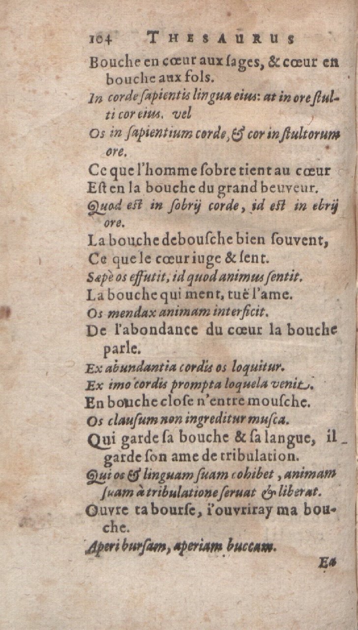 1612 - Dominicus Custos - Trésor des proverbes français  - Bibliopol-Olomuc