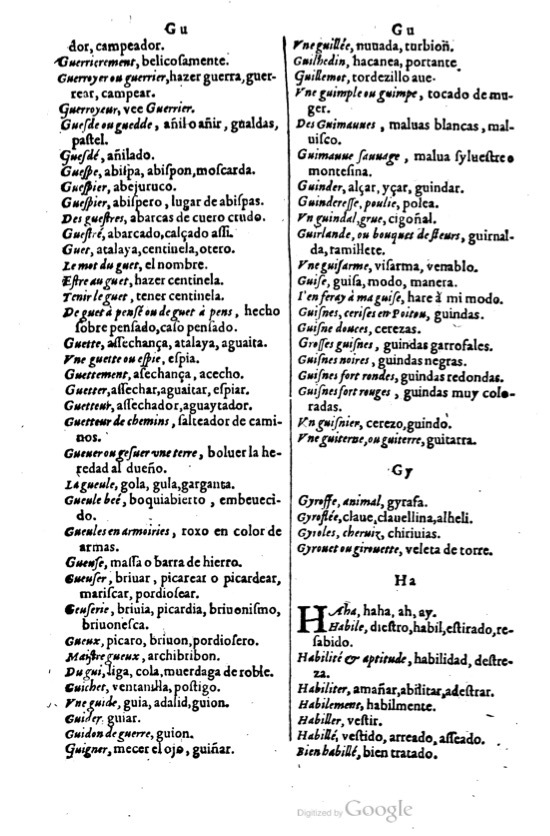 1621 - Adrian Tiffaine - Trésor des deux langues espagnole et française - BM Lyon
