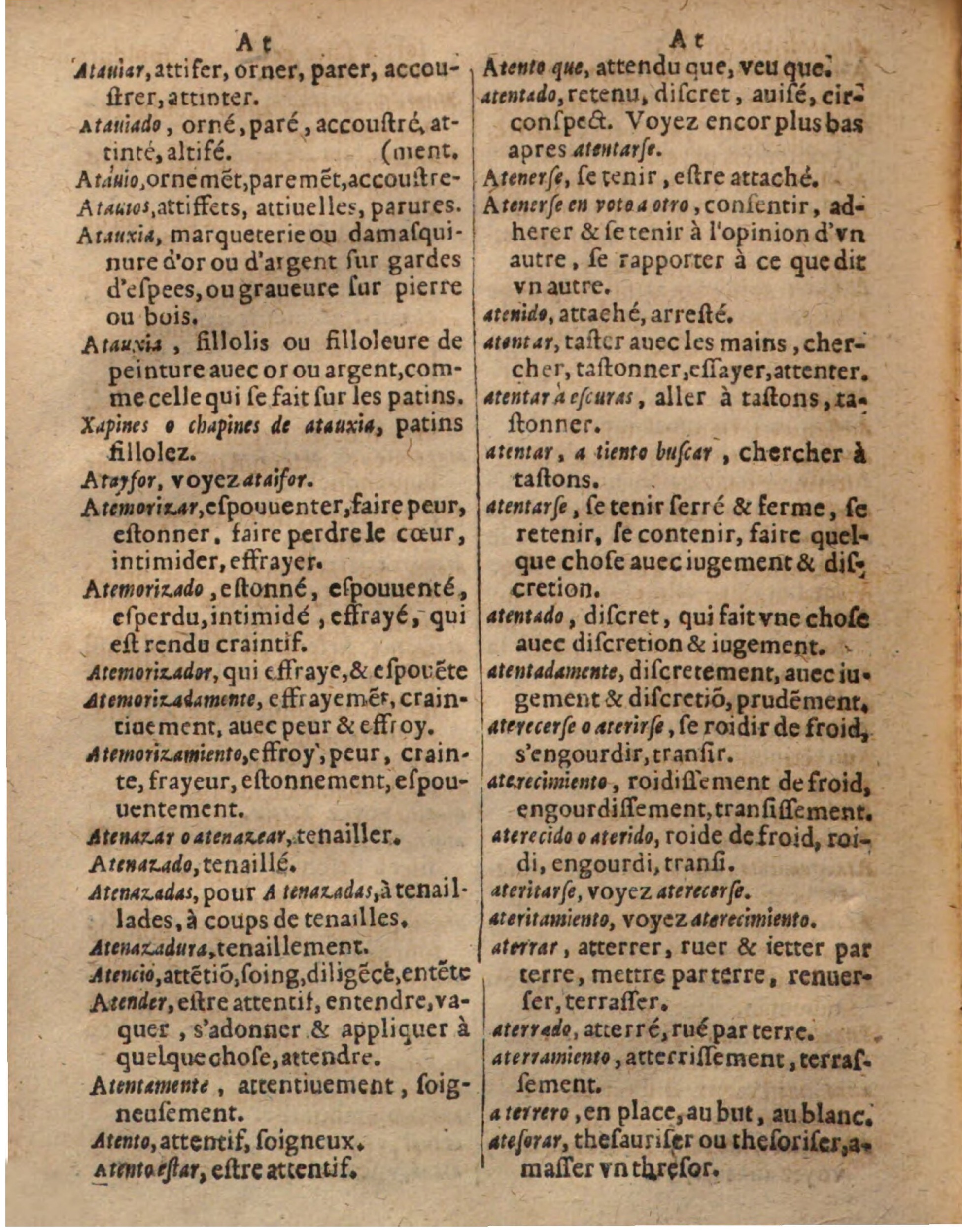 1625 - Hubert Antoine - Trésor des deux langues espagnole et française - Augsbourg