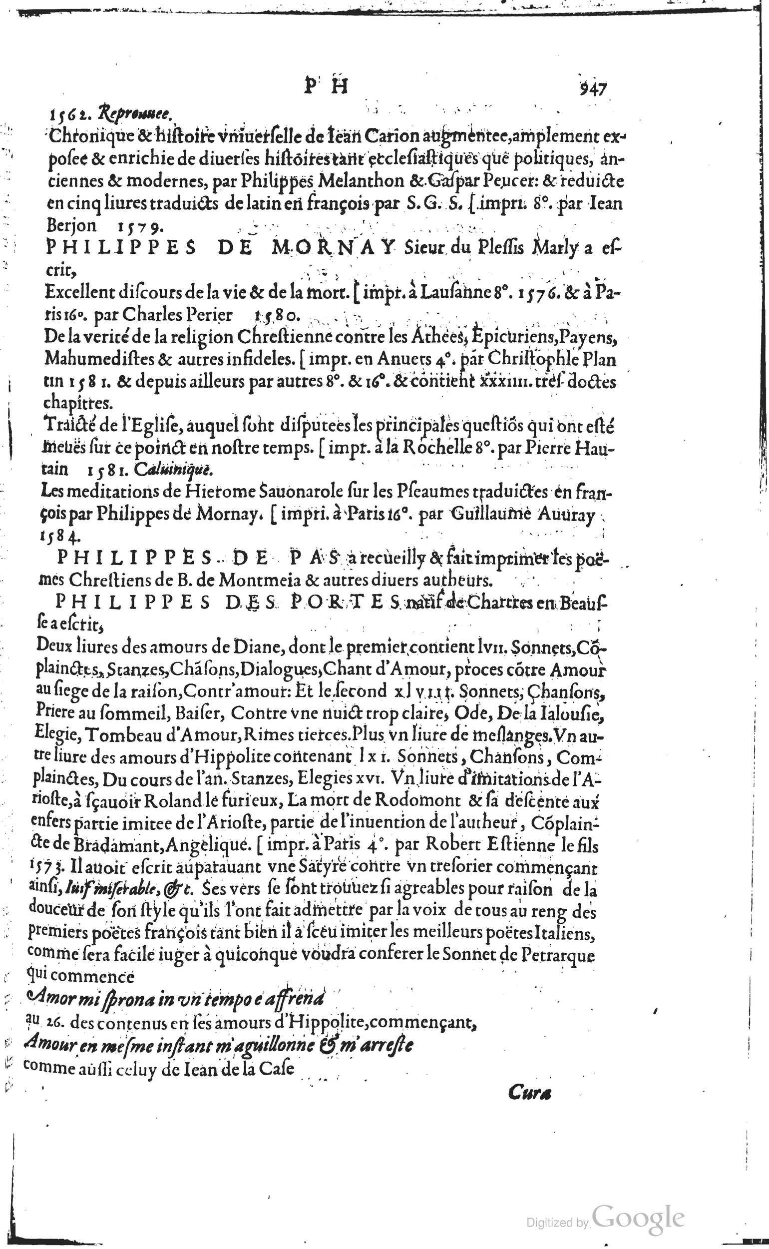 1585 - Barthélemy Honorat - Bibliothèques françaises - BSB Munich