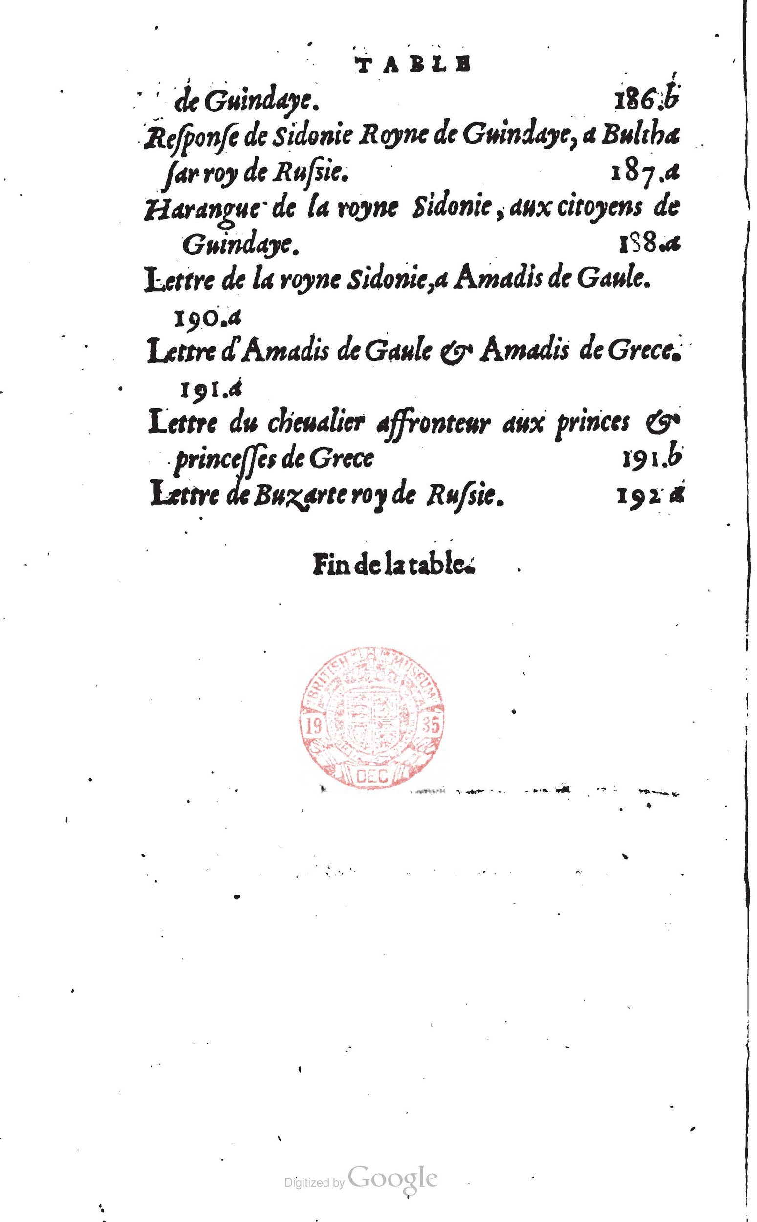 1560 - Vincent Sertenas et Gilles Robinot - Trésor des Amadis - British Library