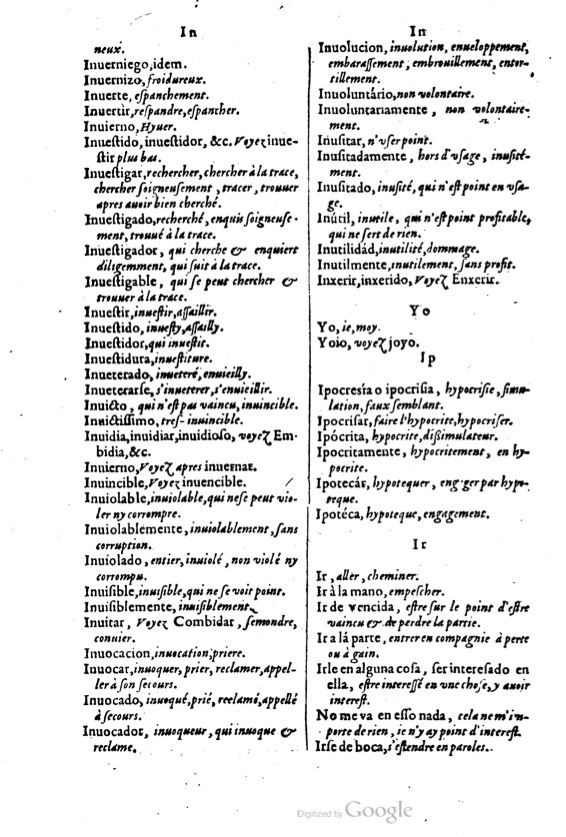 1621 - Adrian Tiffaine - Trésor des deux langues espagnole et française - BM Lyon