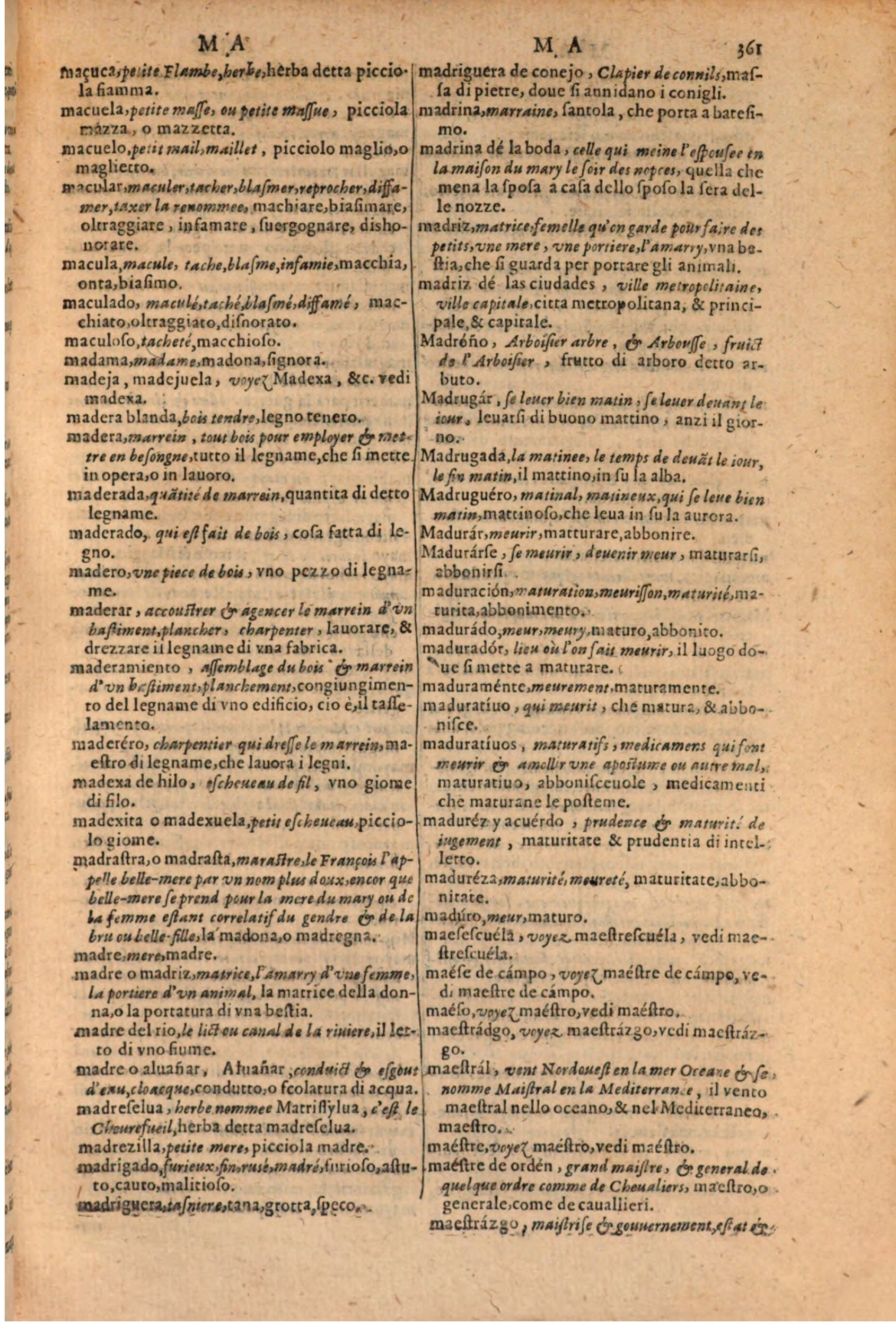 1606 - Samuel Crespin - Thresor des trois langues, francoise, italiene et espagnolle - BSB Munich