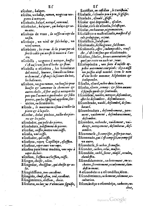 1621 - Adrian Tiffaine - Trésor des deux langues espagnole et française - BM Lyon