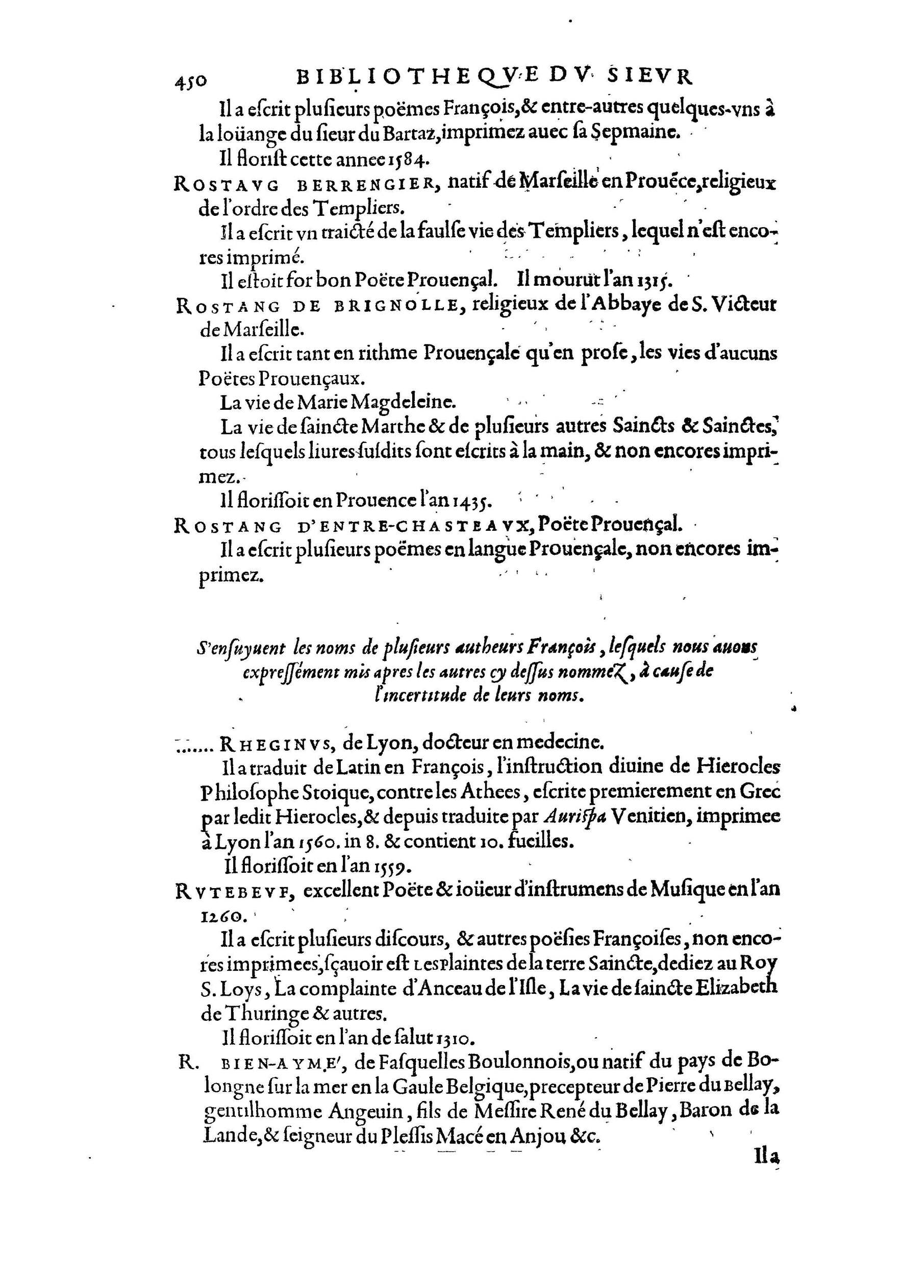 1584 - Abel L&#039;Angelier - Bibliothèques françaises - BnF
