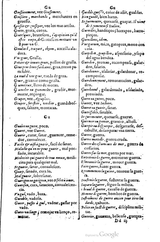 1621 - Adrian Tiffaine - Trésor des deux langues espagnole et française - BM Lyon