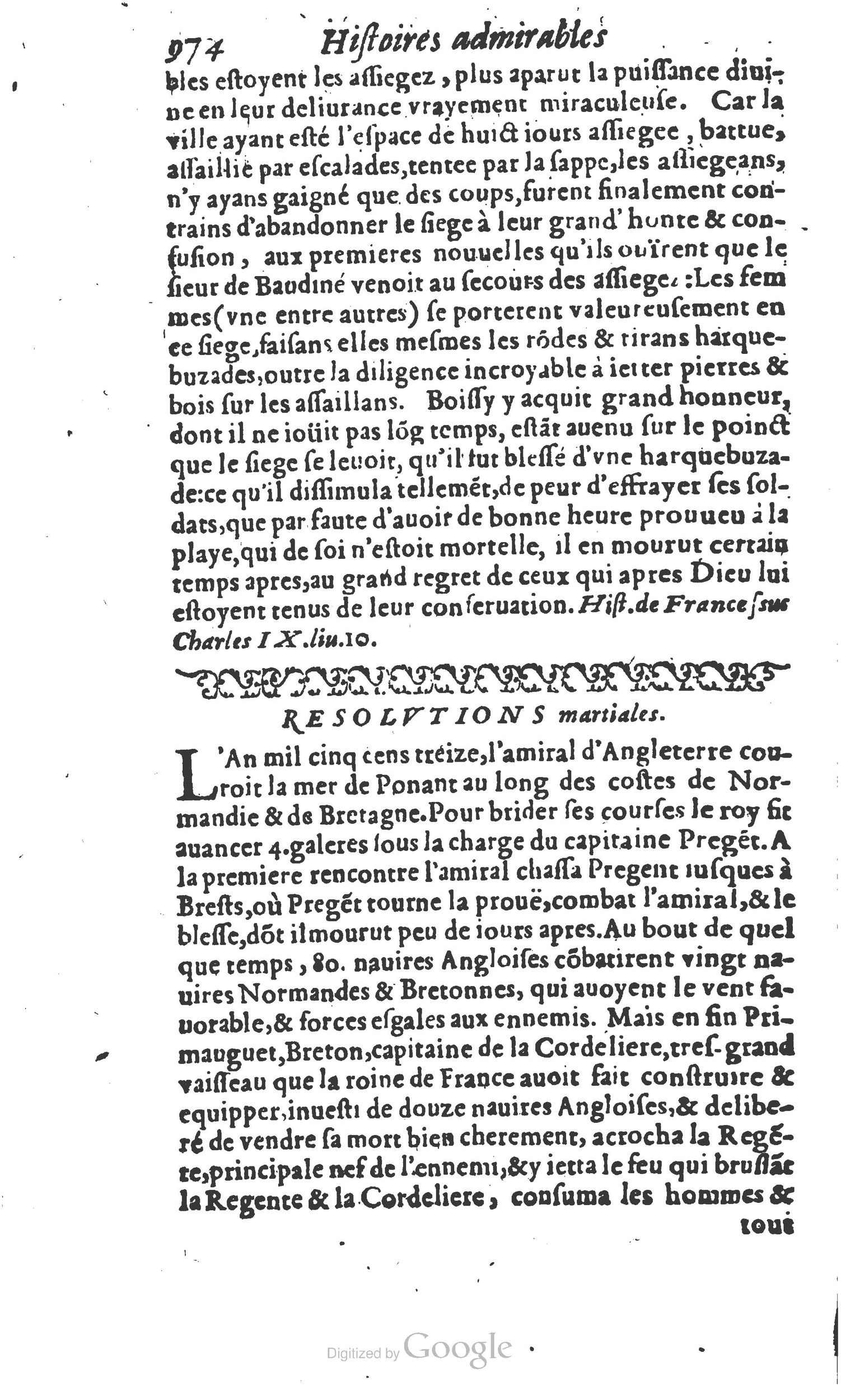 1610 - Paul Marceau - Trésor d’histoires admirables et mémorables - Princeton