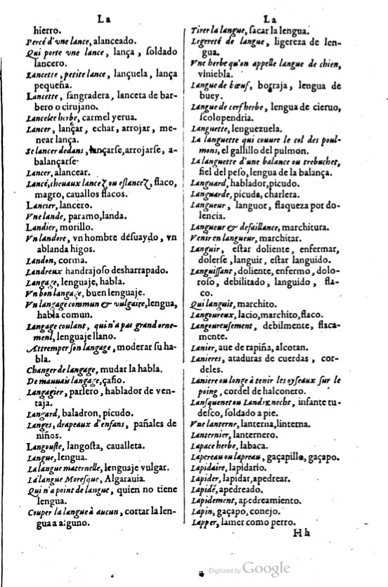 1621 - Adrian Tiffaine - Trésor des deux langues espagnole et française - BM Lyon