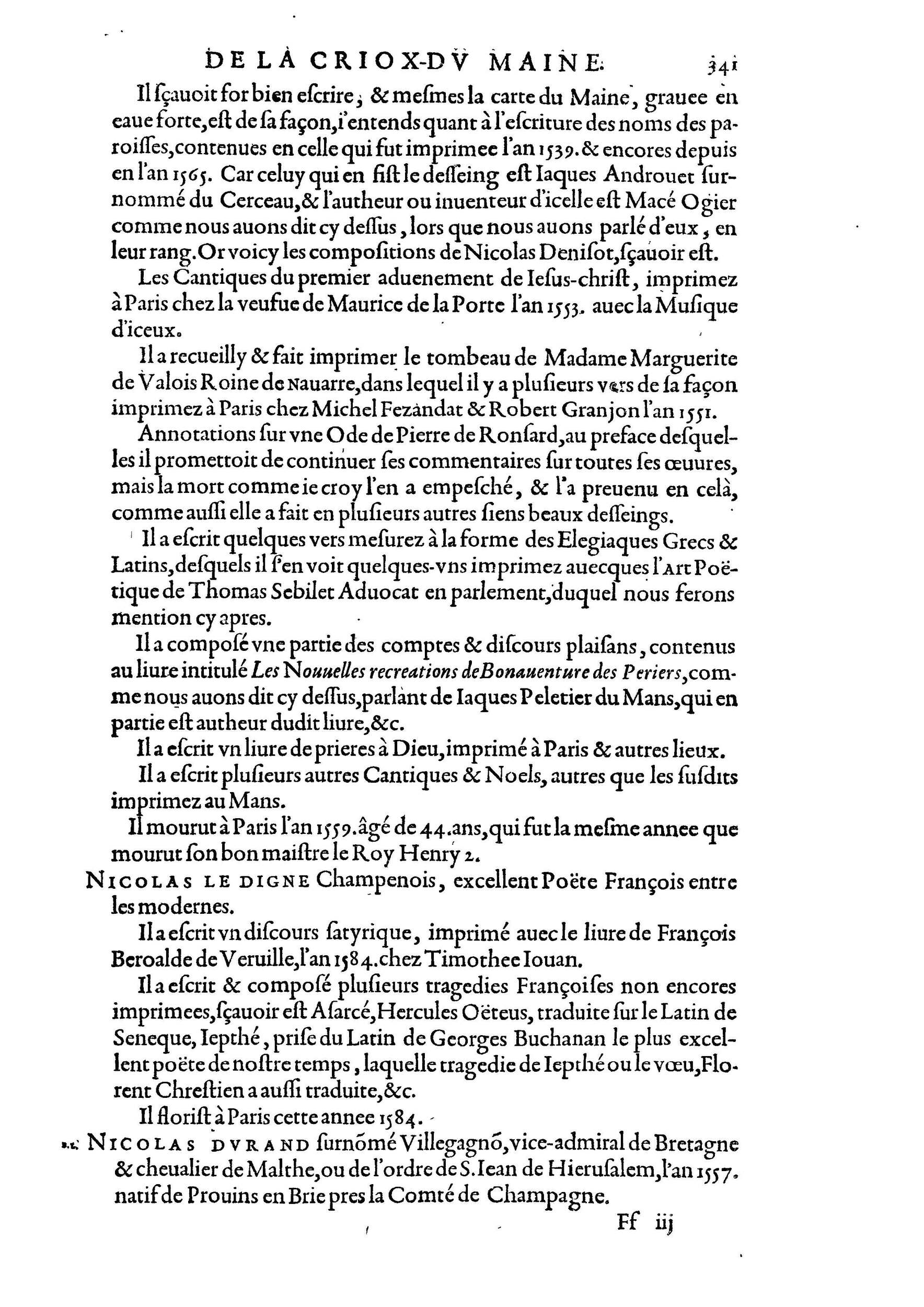 1584 - Abel L&#039;Angelier - Bibliothèques françaises - BnF
