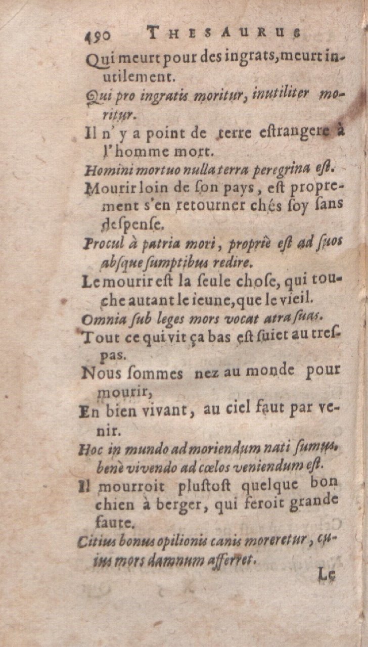 1612 - Dominicus Custos - Trésor des proverbes français  - Bibliopol-Olomuc