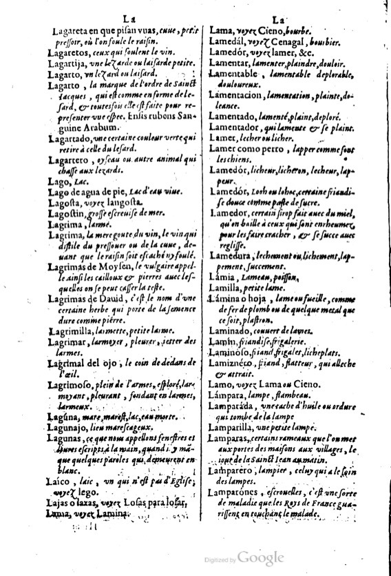 1621 - Adrian Tiffaine - Trésor des deux langues espagnole et française - BM Lyon