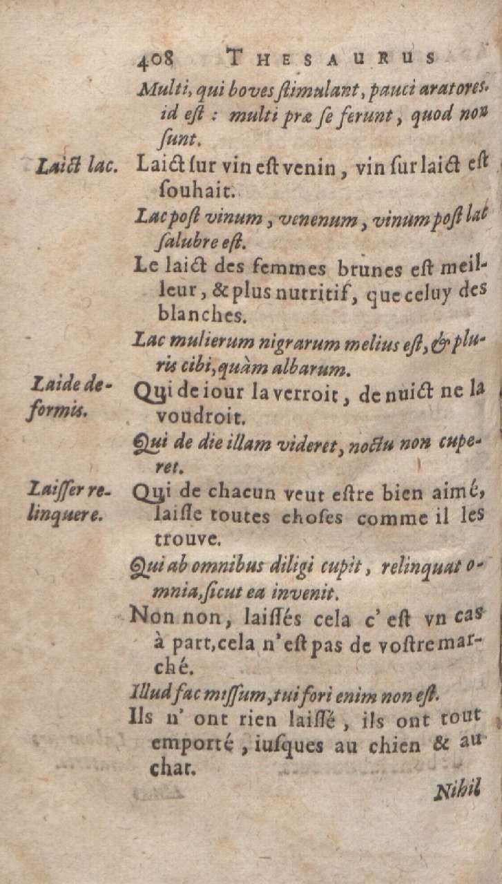 1612 - Dominicus Custos - Trésor des proverbes français  - Bibliopol-Olomuc