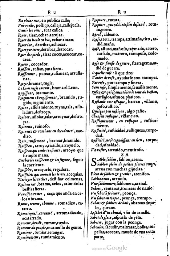 1616 - Veuve Marc Orry - Trésor des deux langues espagnole et française (Première et Seconde parties) - BM Lyon