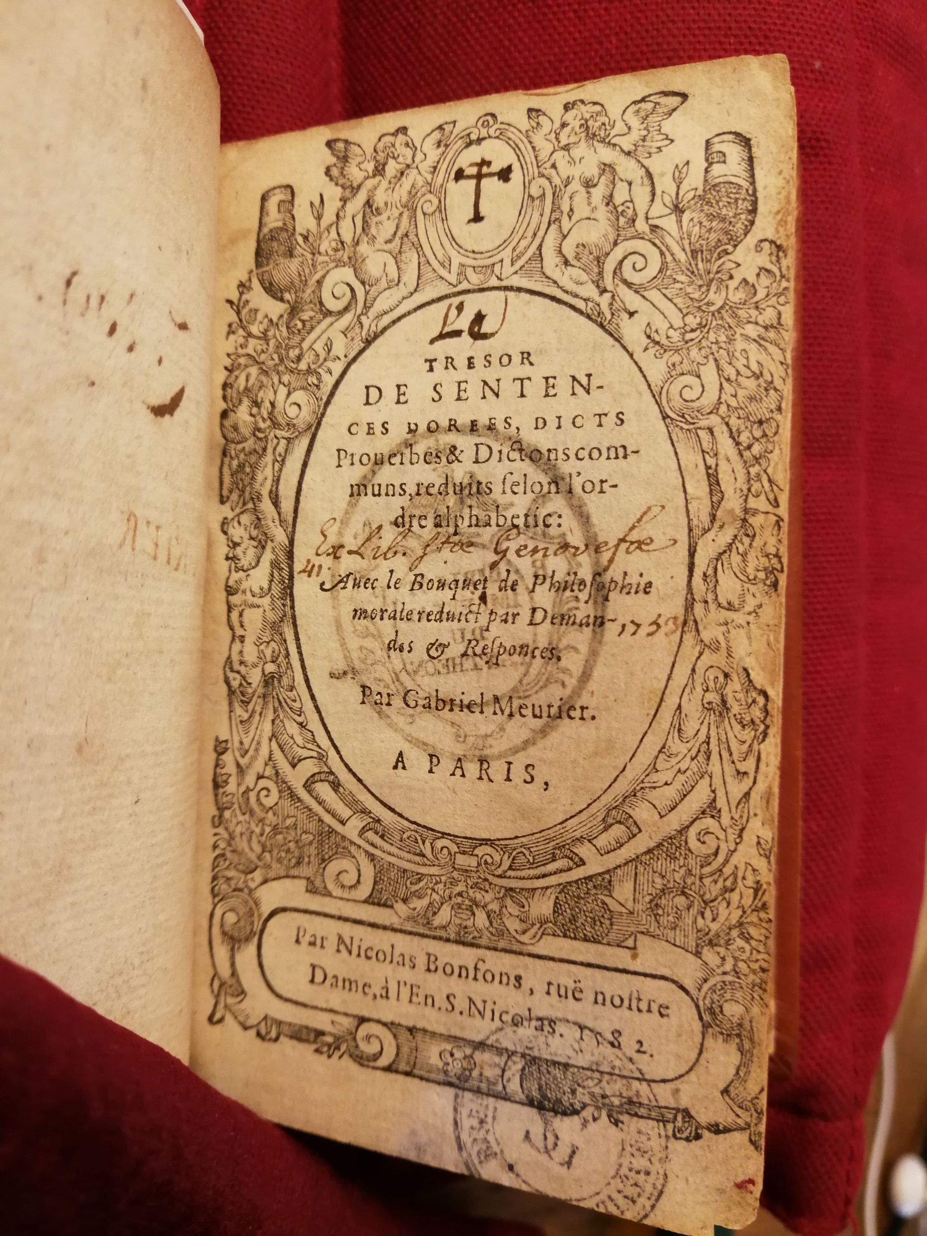 1582 - Nicolas Bonfons - Trésor de sentences dorées - Bibliothèque Sainte-Geneviève