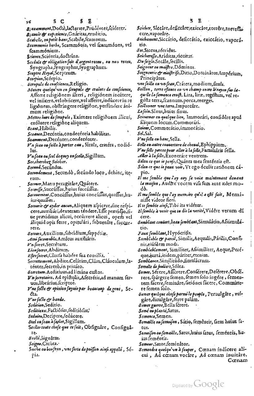 1585 - Simphorianum Beraud et Stephanum Michaëlem - Trésor des mots et traits français - Barcelone