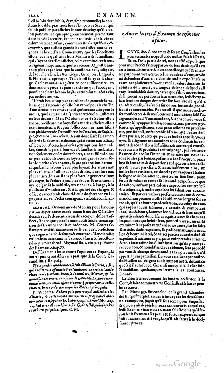 1629 - Veuve Nicolas Buon - Trésor du droit français (21754 T. 1) - BM Lyon