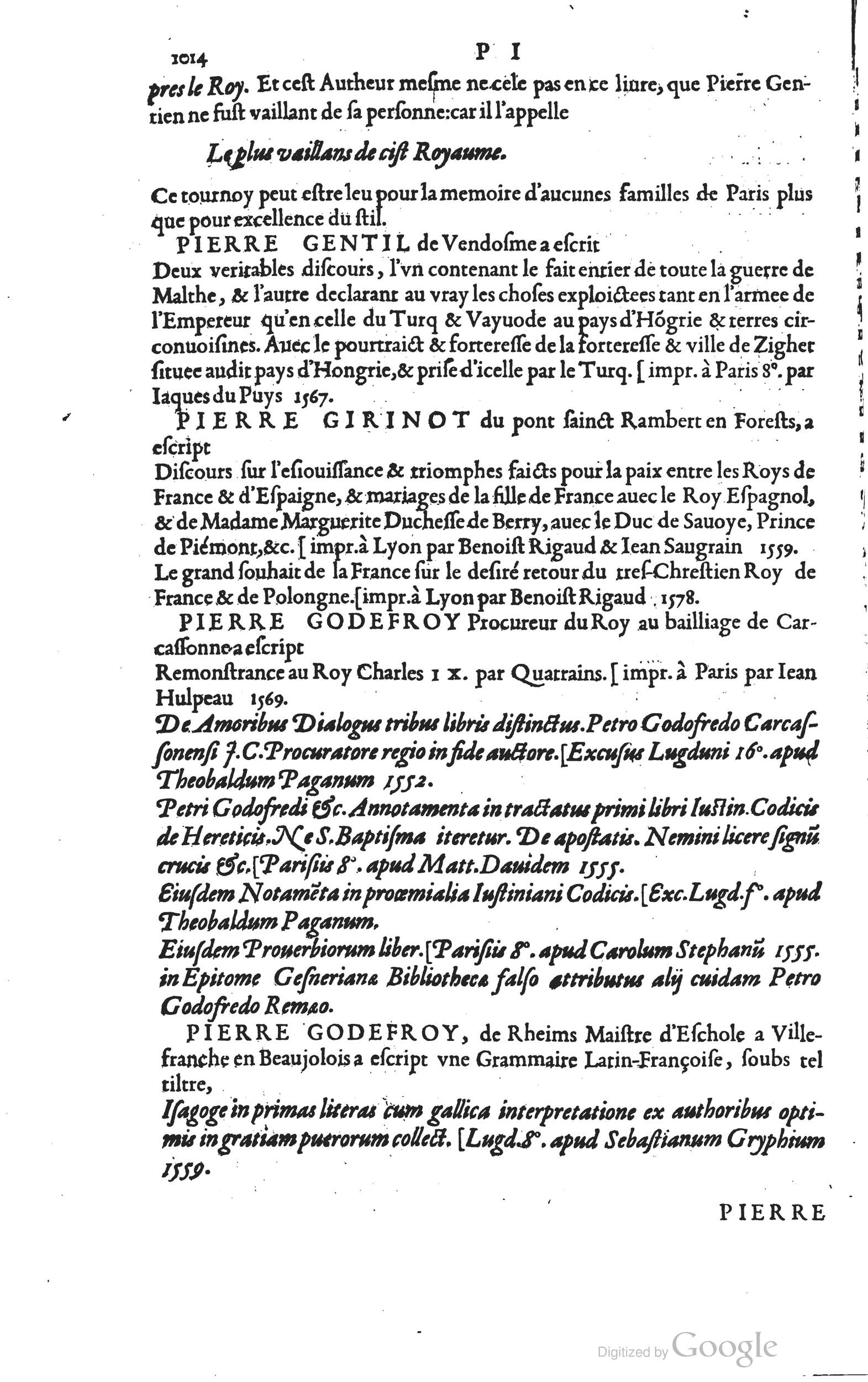 1585 - Barthélemy Honorat - Bibliothèques françaises - BSB Munich