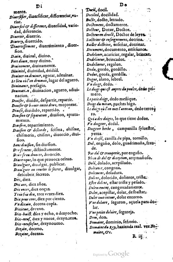 1621 - Adrian Tiffaine - Trésor des deux langues espagnole et française - BM Lyon