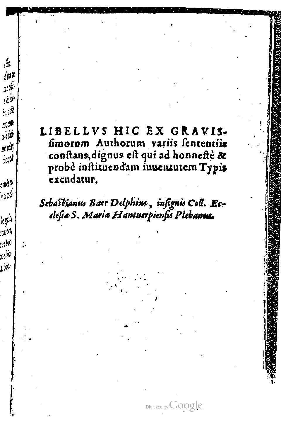 1582 - Nicolas Bonfons - Trésor des sentences dorées - BM Lyon