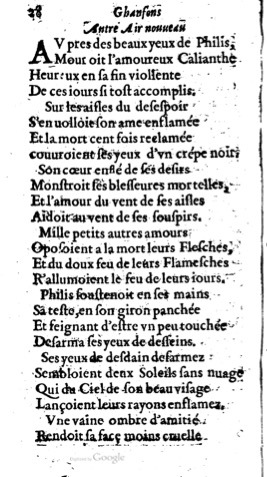 1623 - Jacques Cailloüé - Trésor ou recueil des chansons amoureuses - British Library