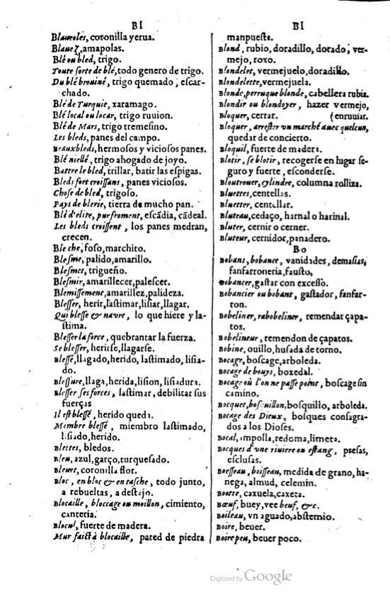 1621 - Adrian Tiffaine - Trésor des deux langues espagnole et française - BM Lyon