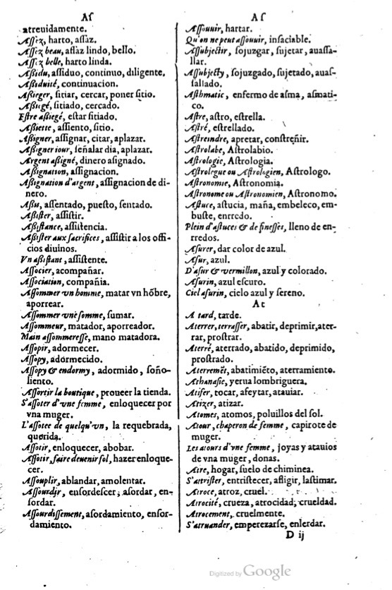 1621 - Adrian Tiffaine - Trésor des deux langues espagnole et française - BM Lyon