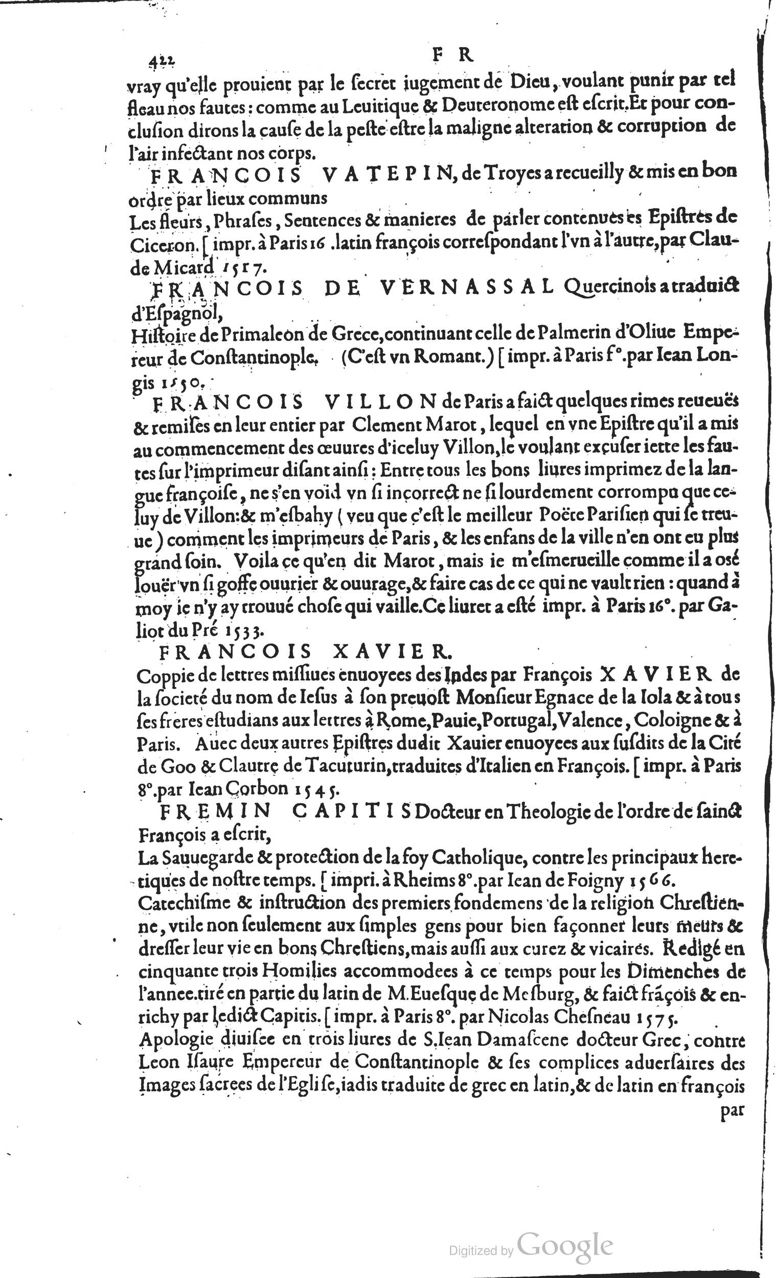 1585 - Barthélemy Honorat - Bibliothèques françaises - BSB Munich