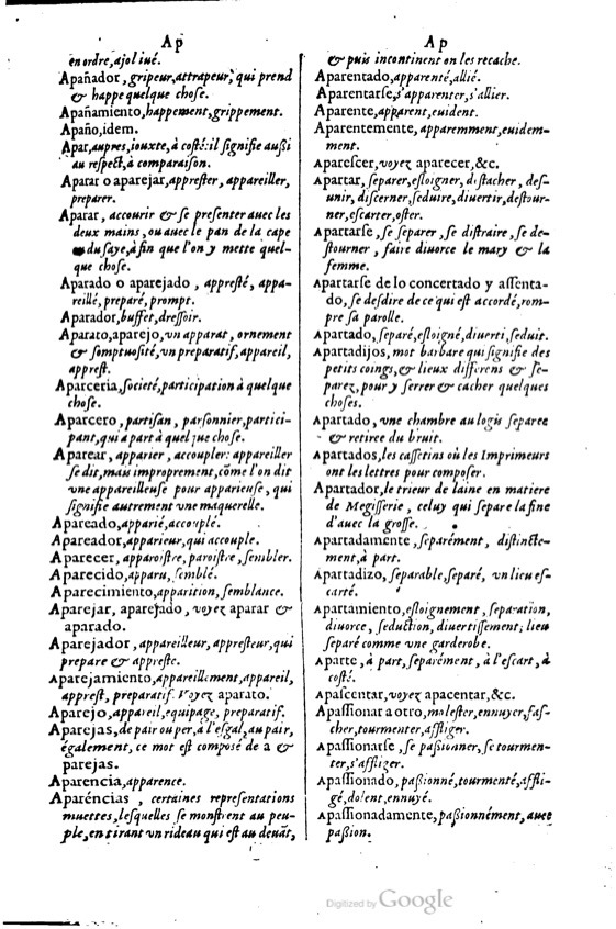 1621 - Adrian Tiffaine - Trésor des deux langues espagnole et française - BM Lyon