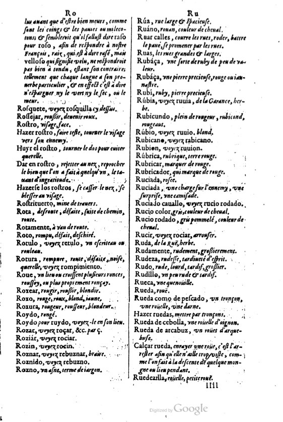 1621 - Adrian Tiffaine - Trésor des deux langues espagnole et française - BM Lyon