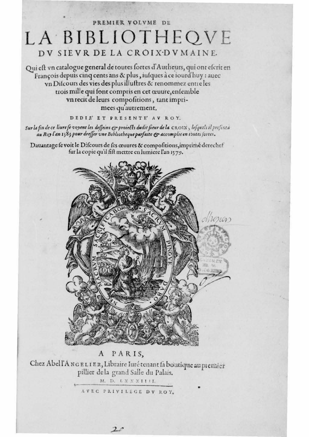 1584 - Abel L&#039;Angelier - Bibliothèques françaises - BnF
