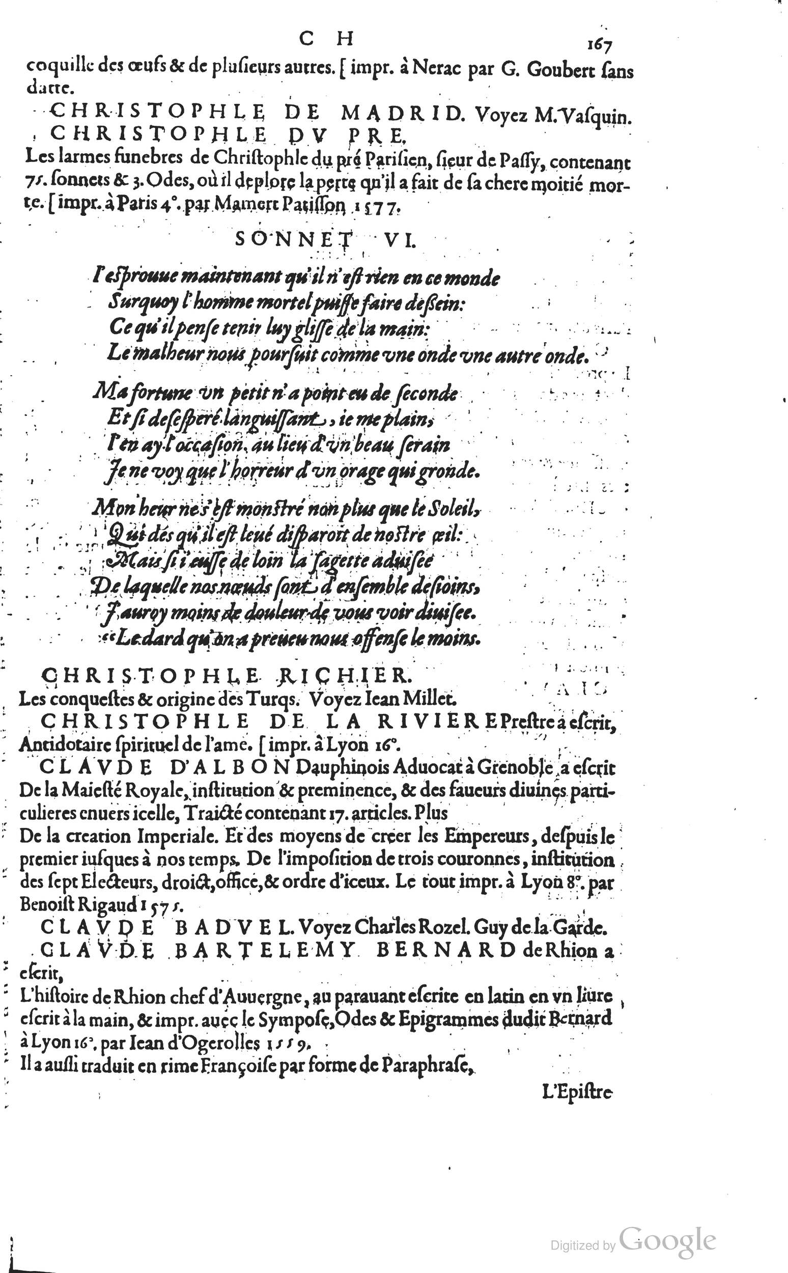 1585 - Barthélemy Honorat - Bibliothèques françaises - BSB Munich