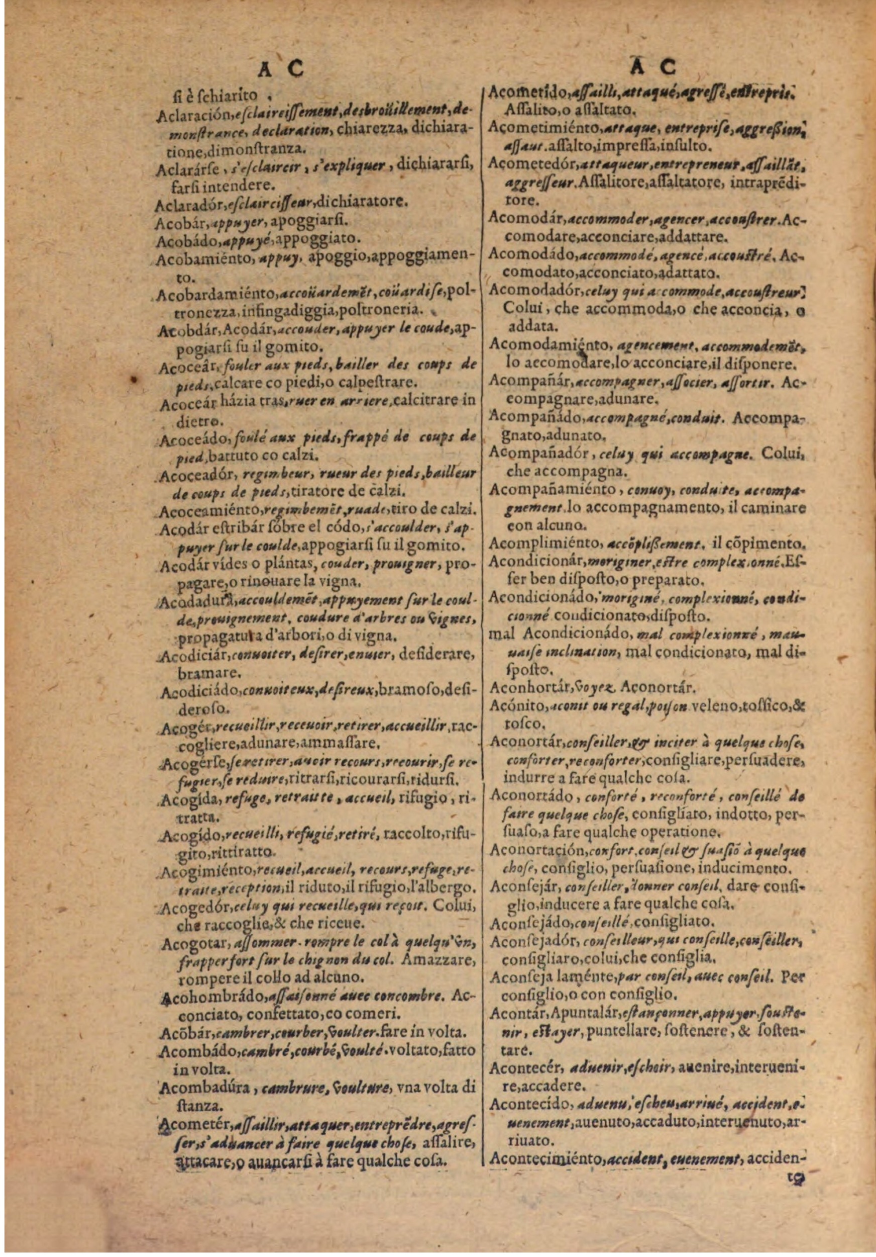 1606 - Samuel Crespin - Thresor des trois langues, francoise, italiene et espagnolle - BSB Munich